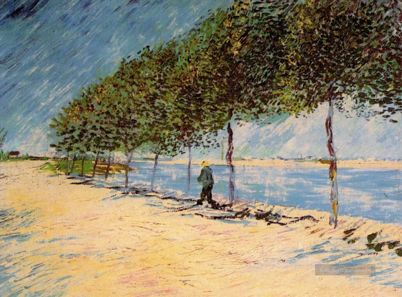 Spaziergang entlang der Ufer der Seine nahe Asnieres Vincent van Gogh Landschaften Bach Ölgemälde